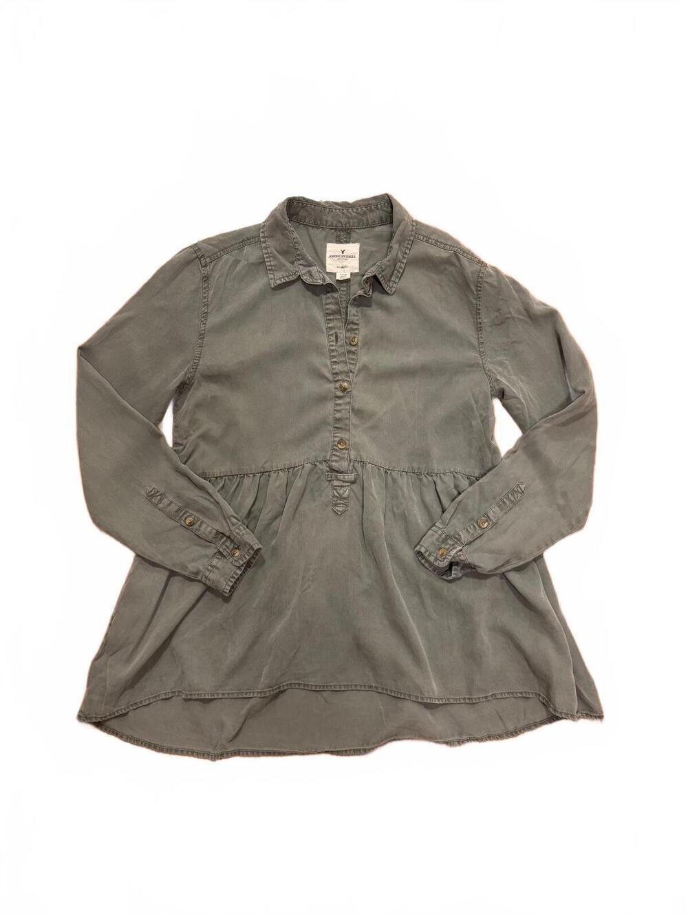 American Eagle Women's Olive Green Peplum Top Size Small Y2K